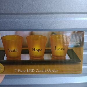 LED Candle Garden Set - Faith, Hope, Love - Orange/Amber